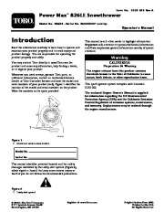 Toro 38622 Toro Power Max 826 LE Snowthrower Owners Manual, 2006 page 1