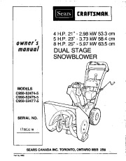 Craftsman C950-52474-5, C950-52475-5, C950-52477-5 Craftsman Dual Stage Snow Thrower Owners Manual page 2