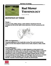 Toro Reel Mower Terminology Reel Mower TERMINOLOGY 09171SL DEFINITION TERMS Aerate Process page 1