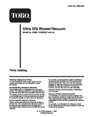 Toro 51598 Ultra 225 Blower/Vacuum Parts Catalog, 2001, 2002, 2003, 2004 page 1