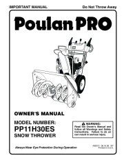 Poulan Pro PP11H30ES 408373 Snow Blower Owners Manual page 1