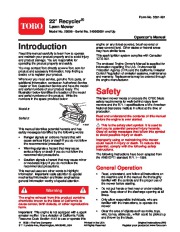 Toro 20008 22-Inch Recycler Lawn Mower Owners Manual, 2004 page 1
