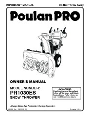 Poulan Pro PR1030ES 428556 Snow Blower Owners Manual page 1