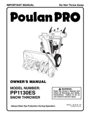 Poulan Pro PP1130ES 406275 Snow Blower Owners Manual page 1