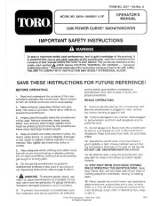 Toro 38005 1200 Power Curve Snowblower Manual, 1995 page 1