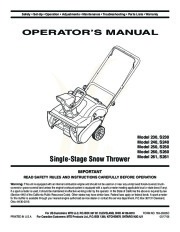 MTD S 230 240 250 260 261 Single Stage Snow Blower Owners Manual page 1