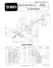 Toro 38052 521 Snowthrower Parts Catalog, 1988 page 1