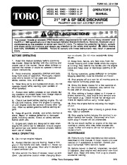 Toro 16400 16401 16402 21-Inch Lawn Mower Owners Manual, 1991 page 1