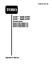 Toro CCR 2400 3000 38412 38418 38433 38438 Snow Blower Owners and Service Manual 1999 page 1