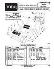 Toro 38005 1200 Power Curve Snowthrower Parts Catalog, 1996 page 1