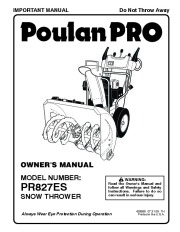 Poulan Pro PR827ES 428695 Snow Blower Owners Manual page 1
