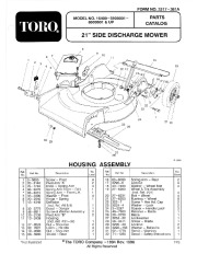 Toro Toro Lawnmower Parts Catalog, 1996 page 1
