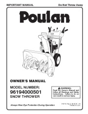 Poulan Owners Manual, 2007 page 1