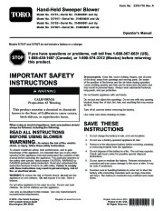 Toro 51701 Hand-Held Sweeper Blower Owners Manual, 2014 page 1