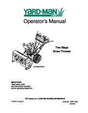 MTD Yard Man Two Stage Snow Blower Owners Manual page 1