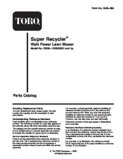 Toro 20038 Toro Super Recycler Mower with Bag Parts Catalog, 2004 page 1