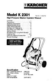 Kärcher K 2301 Gasoline Power High Pressure Washer Owners Manual page 1