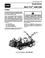 Toro 03112SL Rev B Service Manual Multi Pro 1200 1250 Preface Publication page 1