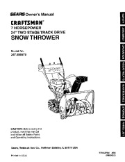 Craftsman 247.885570 Craftsman 24-Inch Two Stage Track Drive Snow Thrower Owners Manual page 1