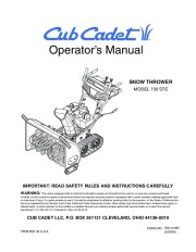MTD Cub Cadet 730 STE Snow Blower Owners Manual page 1