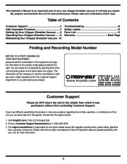 MTD Troy-Bilt 204 Chipper Shredder Vacuum Lawn Mower Owners Manual page 2