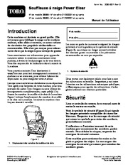 Toro 38588, 38589 Toro Power Clear Snowthrower Manuel des Propriétaires, 2011 page 1