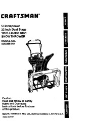 Craftsman 247.886140 Craftsman 22-Inch Snow Thrower Owners Manual page 1