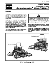 Toro 09172SL Service Manual Models 30857 30858 Groundsmaster 4500 D 4700 D Preface page 1
