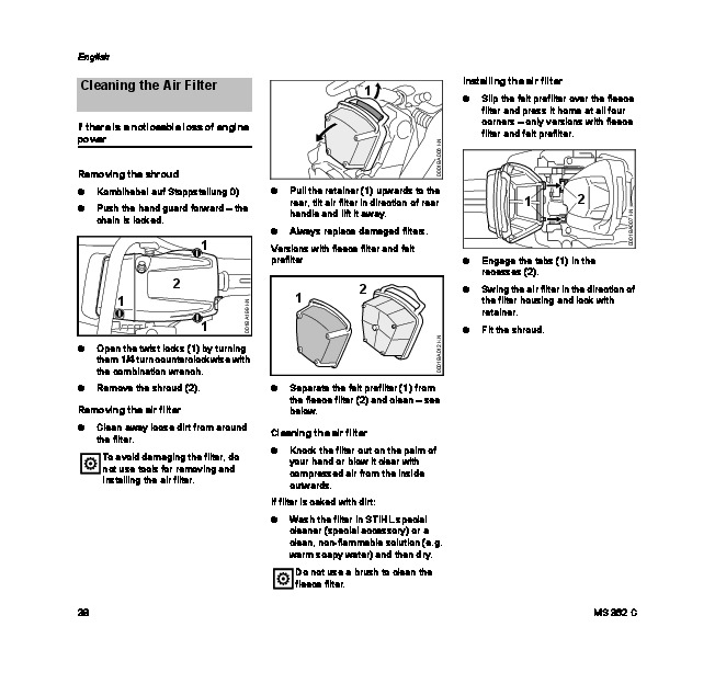 STIHL MS 362C Q Chainsaw Owners Owners Manual - English