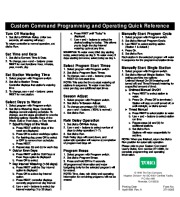 Toro Custom Command Quick Reference Card Catalog page 1