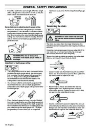 Husqvarna 357XP 359 Chainsaw Owners Manual, 2001,2002,2003,2004,2005,2006,2007,2008,2009 page 14