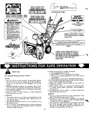 Ariens Sno Thro 932001 832002 832003 932004 9320060 932007 Snow Blower Owner Manual page 2