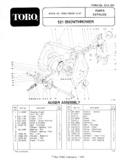 Toro 38054 521 Snowthrower Parts Catalog, 1992 page 1