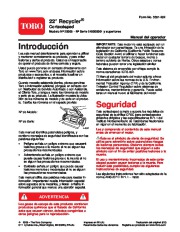 Toro 20008 Toro 22" Recycler Lawnmower Manual del Propietario, 2004 page 1