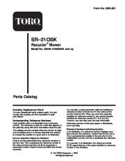 Toro 20046 Toro Super Recycler Mower, SR-21OSK Parts Catalog, 2001 page 1