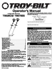 MTD Troy-Bilt TB525CS TB575SS 4 Cycle Gas Trimmer Owners Manual page 1