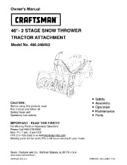  86.248463 Craftsman 46-inc 2 stage snow thrower tractor attachment Owners Manual page 1