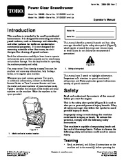 Toro 38588, 38589 Toro Power Clear Snowthrower Owners Manual, 2011 page 1