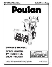 Poulan Owners Manual, 2002 page 1