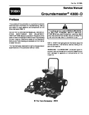 Toro 10178SL Service Manual Groundsmaster 4300 D Preface Publication page 1