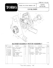 Toro 51740 Mini Blower Parts Catalog, 1990, 1991, 1992 page 1