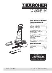 Kärcher K 395 M Electric Power High Pressure Washer Owners Manual page 1