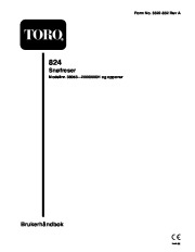 Toro 38053 824 Snowthrower Eiere Manual, 2000, 2001 page 1