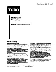 Toro 51552 Super 325 Blower/Vac Parts Catalog, 2005 page 1