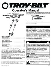 MTD Troy-Bilt TB415CS TB465SS 4 Cycle Trimmer Lawn Mower Owners Manual page 1