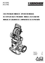 Kärcher  K 5.540 K 5.740 Electric Power High Pressure Washer Owners Manual page 1