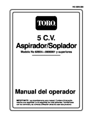 Toro 62924 5 hp Lawn Vacuum Manual del Propietario, 1995 page 1