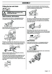 Husqvarna 345e 346XP 353 TrioBrake Chainsaw Owners Manual, 2001,2002,2003,2004,2005,2006,2007,2008,2009 page 17