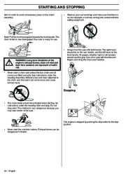 Husqvarna 345e 346XP 353 TrioBrake Chainsaw Owners Manual, 2001,2002,2003,2004,2005,2006,2007,2008,2009 page 22