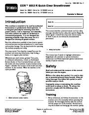 Toro CCR 6053 R Quick Clear 38567 38569 Snow Blower Owners Manual 2011 page 1